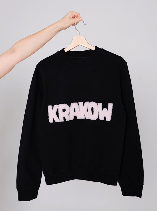 Black Krakow Sweatshirt with Handmade Lettering